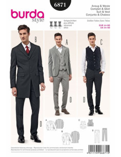 Patrón de traje y chaleco - Burda 6871