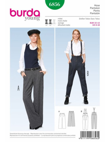 Patrón de pantalón - Burda 6856