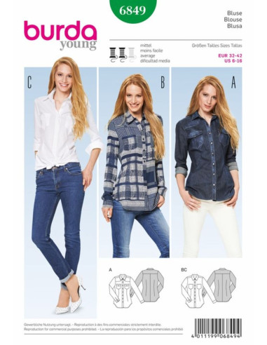 Patrón de blusa - Burda 6849