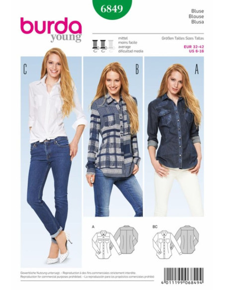 Patrón de blusa - Burda 6849