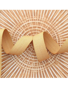 Correa de poliéster lurex con aspecto de algodón - Beige oscuro y oro