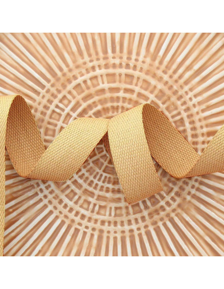 Correa de poliéster lurex con aspecto de algodón - Beige oscuro y oro