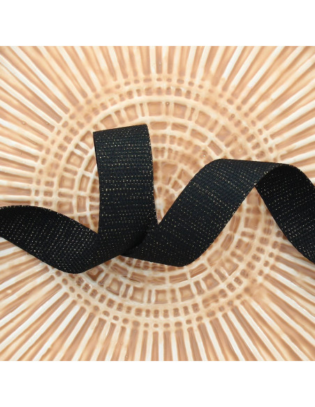 Correa de poliéster lurex con aspecto de algodón - Negro y dorado