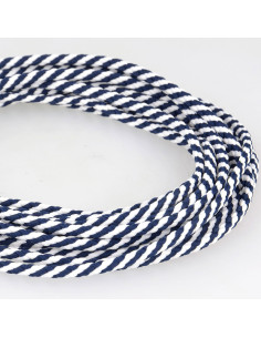 Cordón plano anorak - Trenza azul marino y blanco