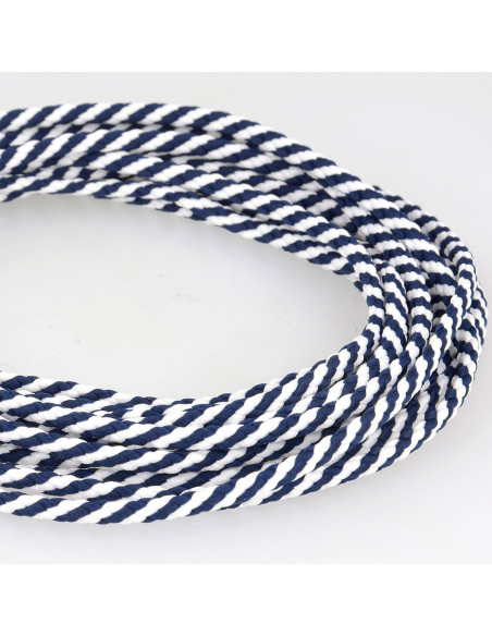 Cordón plano anorak - Trenza azul marino y blanco