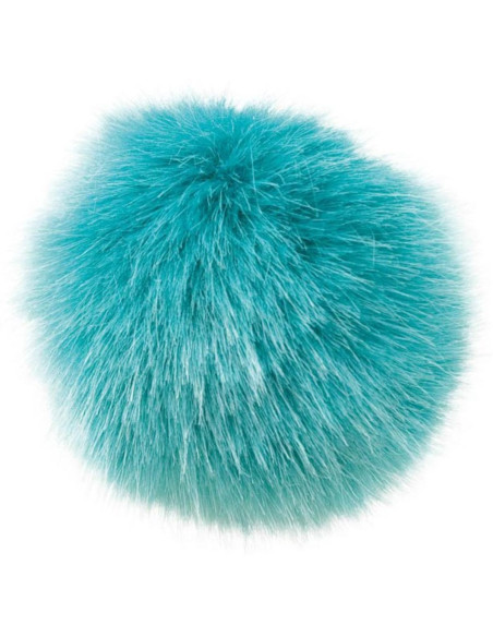 Pompón imitación piel 10 cm - Azul petróleo