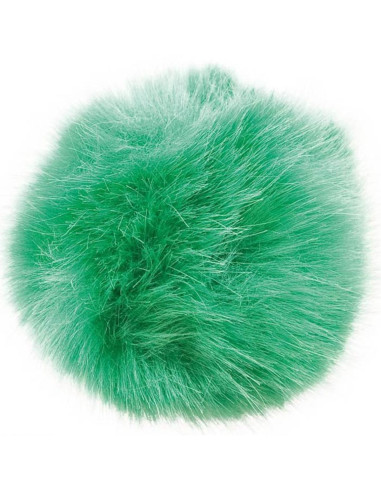 Pompón imitación piel 10 cm - Verde