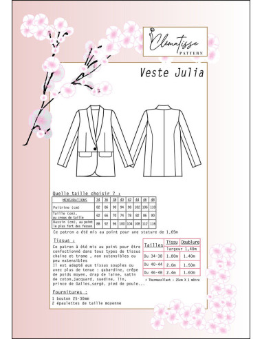 Patrón de chaqueta Julia - Clématisse Pattern