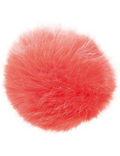Pompón imitación piel 10 cm - Coral