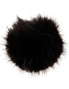 Pompón imitación piel 10 cm - Negro