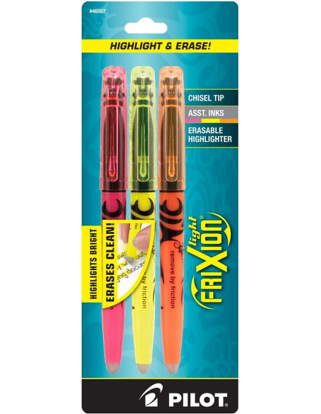 Set de 3 marcadores fluorescentes borrables Pilot FriXion Light - Rosa, amarillo y naranja