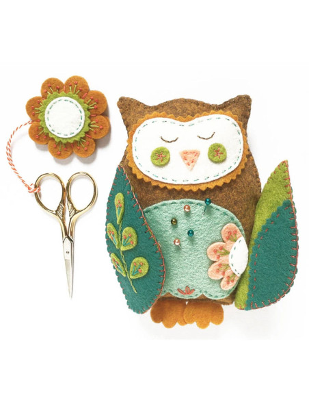 Kit de fieltro pequeño búho alfiletero y guarda tijeras