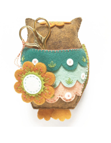 Kit de fieltro pequeño búho alfiletero y guarda tijeras