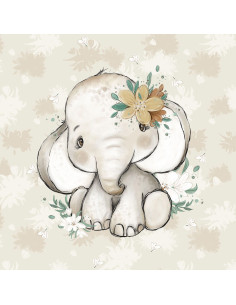 Panel de tela de sudadera ligera 40 cm x 50 cm - Elefante africano