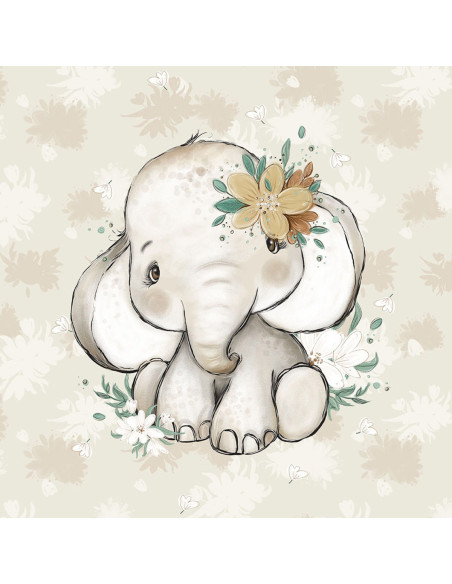 Panel de tela de sudadera ligera 40 cm x 50 cm - Elefante africano