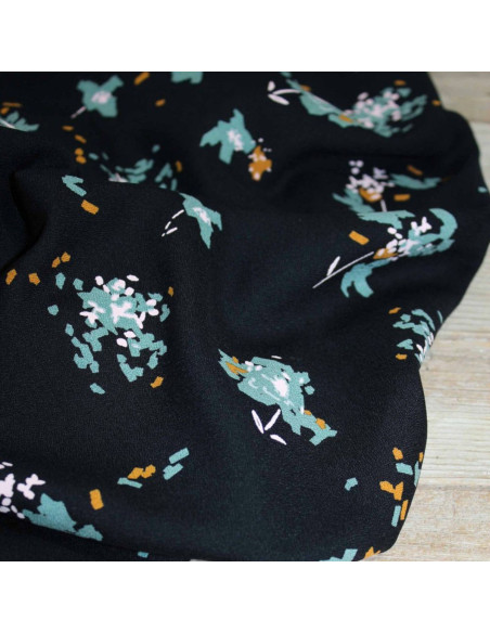 Tejido crepé de viscosa Ocella negro regaliz - Églantine & Zoé