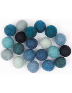Bolas de fieltro - Mezcla azul