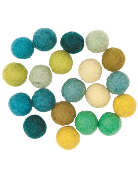Bolas de fieltro - Mezcla verde