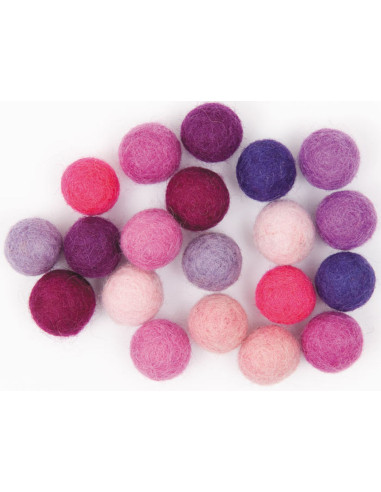 Bolas de fieltro - Mezcla de rosa y violeta