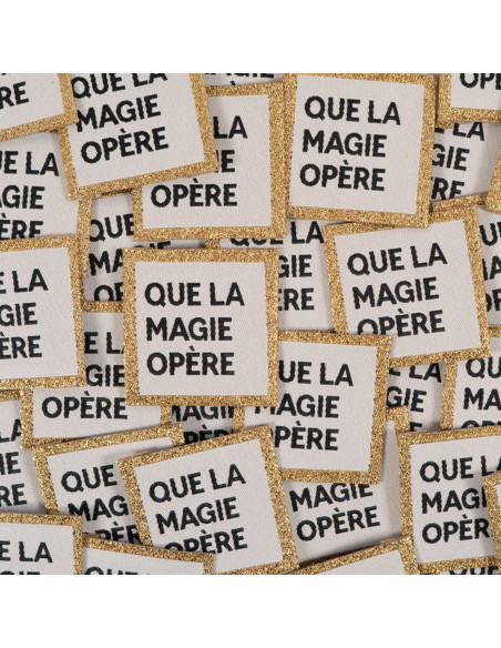 Lote de 5 etiquetas tejidas - Que la magia funcione