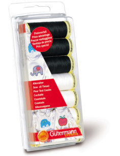 Juego de 7 hilos de coser negro y blanco Gütermann