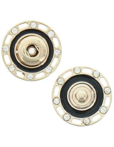 Botón a presión de strass - Oro y negro
