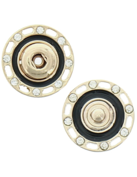 Botón a presión de strass - Oro y negro