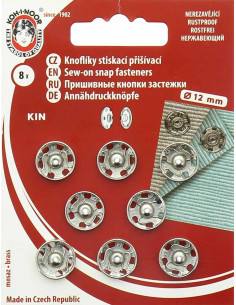 Broches de presión de metal 12 mm - Plata