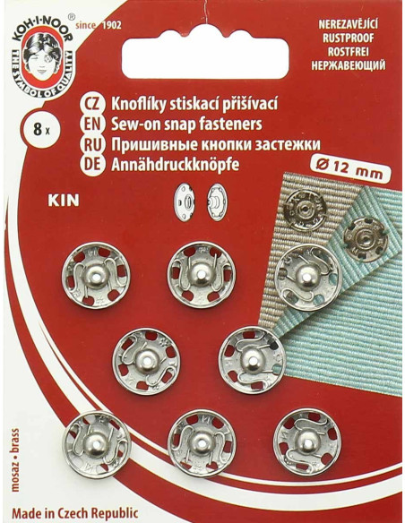 Broches de presión de metal 12 mm - Plata