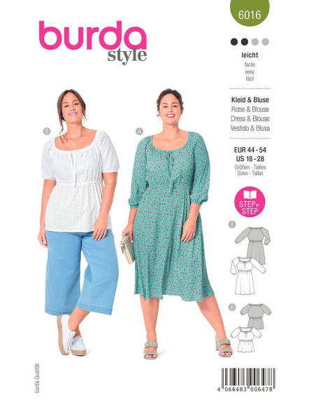Patrón de vestido y blusa - Burda 6016