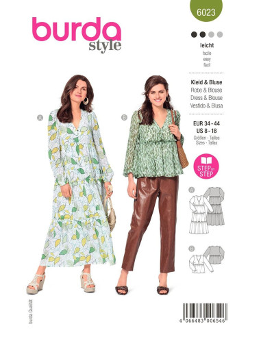 Patrón de vestido y blusa - Burda 6023