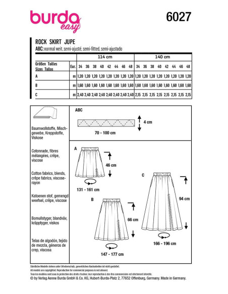 Patrón de falda - Burda 6027