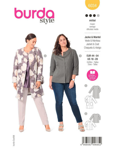Patrón de chaqueta y abrigo - Burda 6034