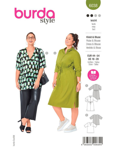 Patrón de vestido y blusa - Burda 6038