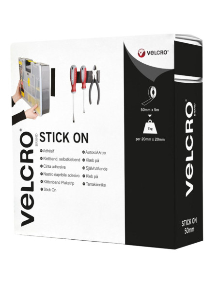 VELCRO® Brand Cinta autoadherente adhesiva fijación extrema 50mm x 5M negro
