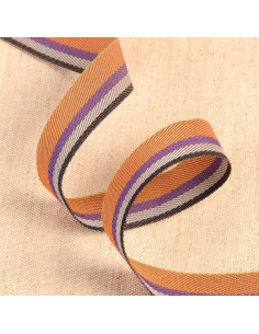 Cinta de sarga a rayas - Naranja y violeta