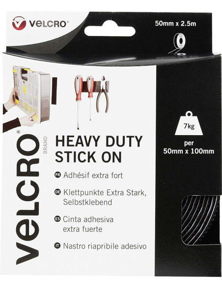 VELCRO® Brand Cinta autoadhesiva de fijación extrema 50mm x 2,5M negro