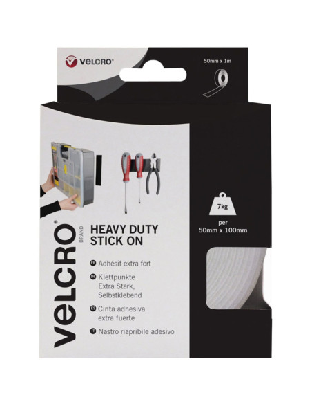 VELCRO® Marca Cinta autoadherente adhesiva fijación extrema 50mm x 1M blanco