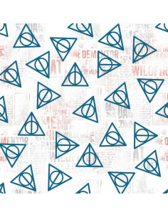 Tela de algodón - Harry Potter las reliquias de la muerte blanco y azul