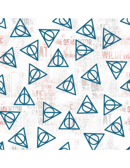 Tela de algodón - Harry Potter las reliquias de la muerte blanco y azul