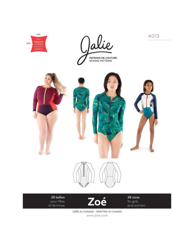 Patrón de camiseta con cremallera y mangas largas Zoé - Jalie 4013