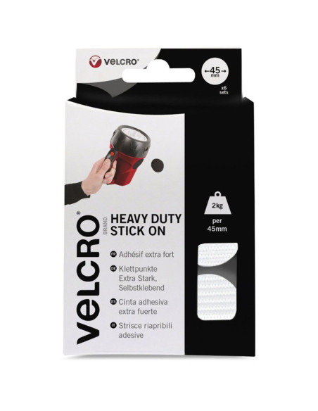 VELCRO® Brand Pastillas autoadherentes adhesivas fijación extrema 45mm x 6 Blanco
