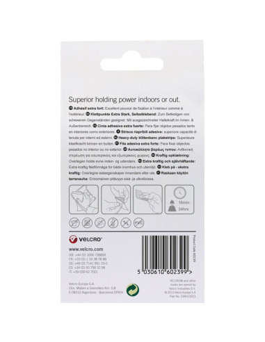 VELCRO® Brand Tiras autoadherentes adhesivas fijación extrema 50mm x 100mm x 2 Negro