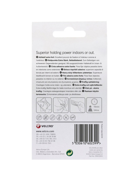 VELCRO® Brand Tiras autoadherentes adhesivas fijación extrema 50mm x 100mm x 2 Negro