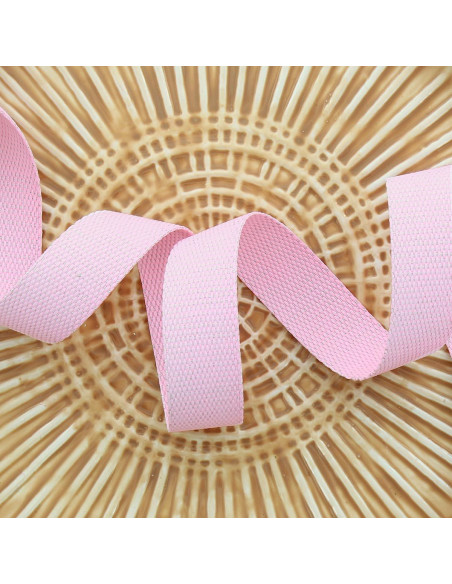 Correa de poliéster lurex con aspecto de algodón - Rosa bebé y plata