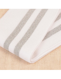 Puños y cintura de canalé - Blanco con rayas plateadas