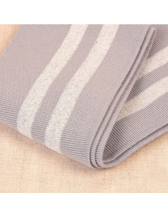 Puños y cintura de canalé - Gris con rayas plateadas