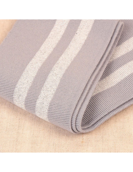 Puños y cintura de canalé - Gris con rayas plateadas
