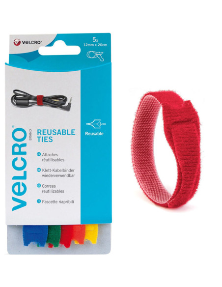 VELCRO® ONE-WRAP® Abrazaderas para cables 12mm x 20cm x 5 multicolores