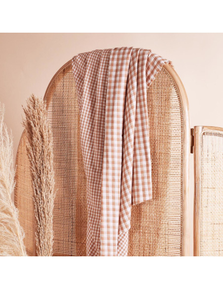 Tejido de doble gasa vichy Off-White Maple - Atelier Brunette